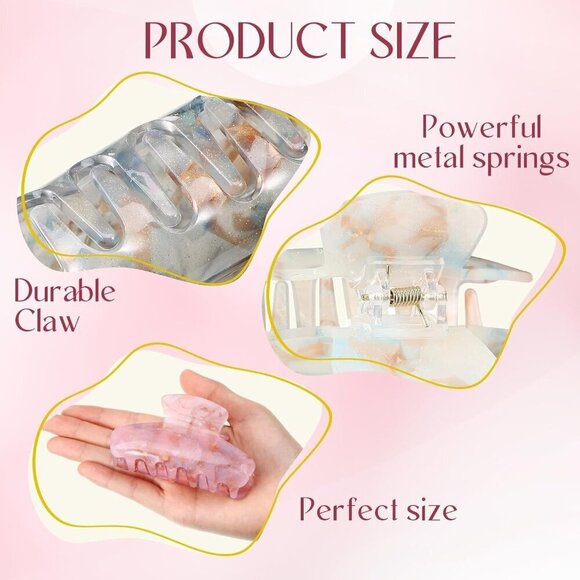 8 Large Acrylic Hair Claw Clips Women Non-slip Strong Hold for Thick Hair main image 4